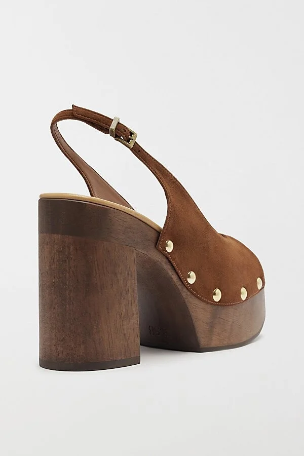 Schutz Rose Sling Clog Sandal in Caramel Coffee - Image 4