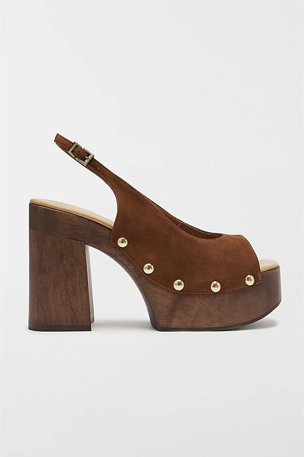 Schutz Rose Sling Clog Sandal in Caramel Coffee