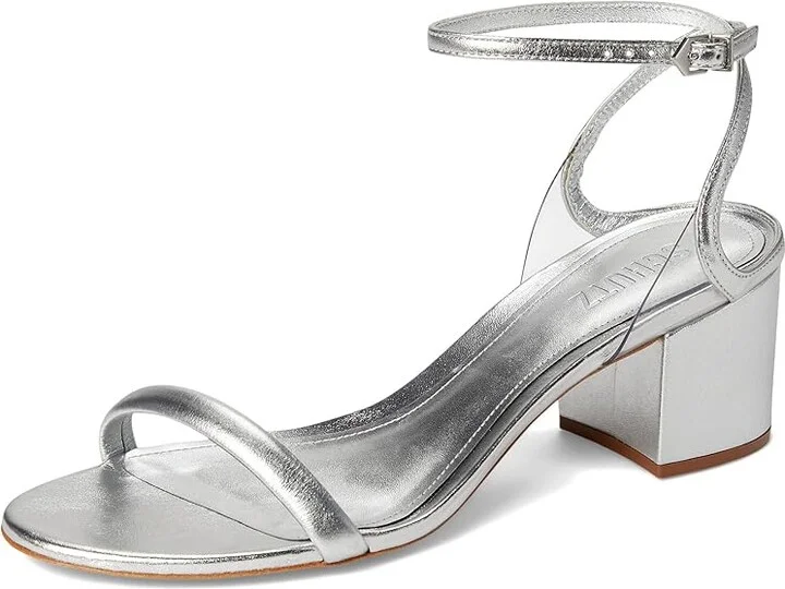 Schutz Skye Mid block Women's Sandals Silver : 7.5 M, Leather - Image 5
