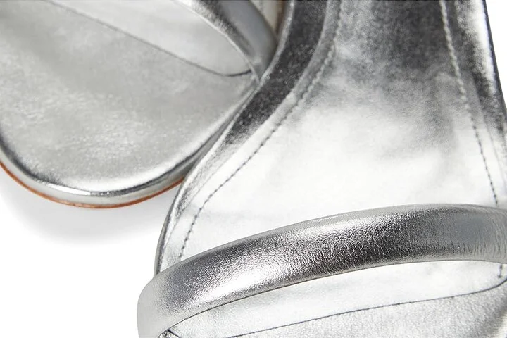 Schutz Skye Mid block Women's Sandals Silver : 7.5 M, Leather - Image 7