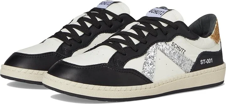 Schutz St 001 Women's Shoes White/Black/Prata/Platina : 5 M, Leather