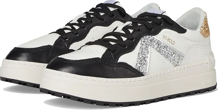 Schutz St Bold Women's Shoes White/Black/Prata/Platina : 7 M, Leather