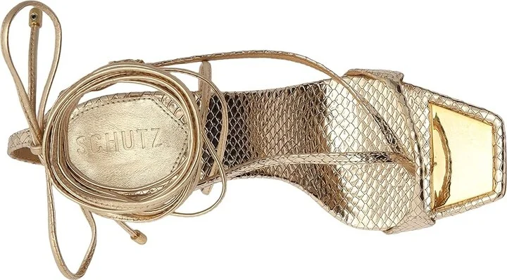 Schutz Vikki Metallic Leather Sandal Women's Sandals Gold : 10 M - Image 2