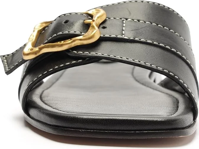 Schutz Wavy Flat Women's Sandals Black : 5.5 M, Leather - Image 5