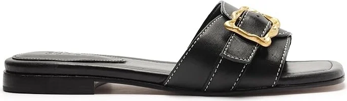 Schutz Wavy Flat Women's Sandals Black : 5.5 M, Leather - Image 6