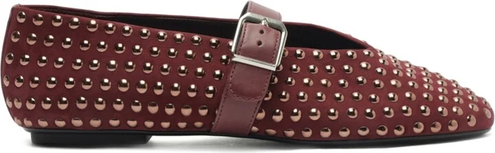 Schutz Women's Eiza Shine Studded Suede Buckle Flats - Image 2