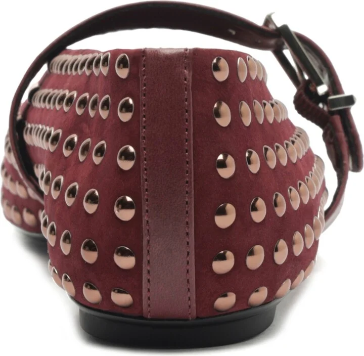 Schutz Women's Eiza Shine Studded Suede Buckle Flats - Image 3