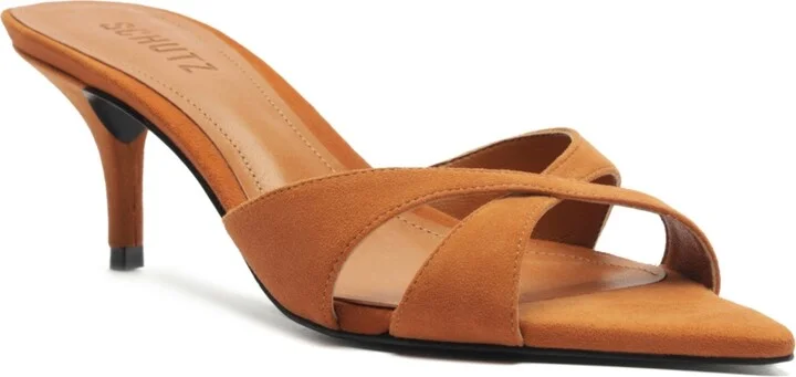 Schutz Women's Hilda Leaf Pointy Toe Mule Sandals