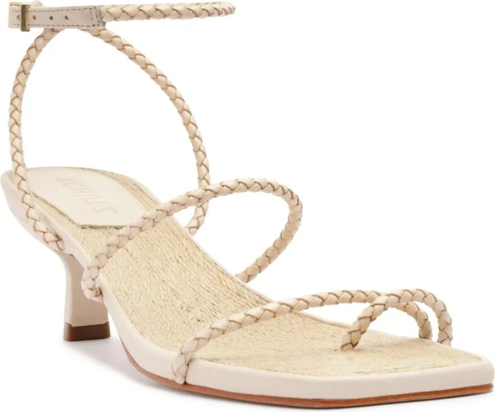 Schutz Women's Kaya Straw Mid Stiletto Heel Sandals