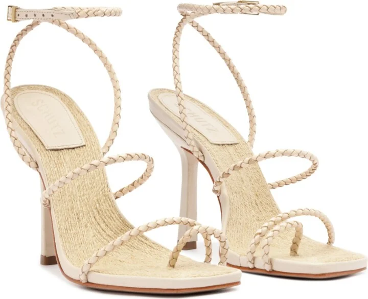 Schutz Women's Kaya Straw Stiletto Heel Sandals - Image 11