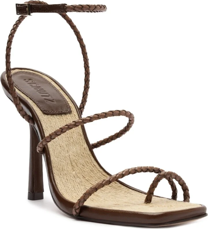Schutz Women's Kaya Straw Stiletto Heel Sandals