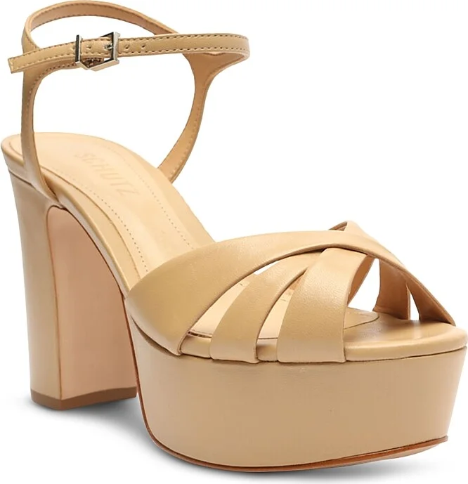 Schutz Women's Keefa Crossover High Heel Platform Sandals