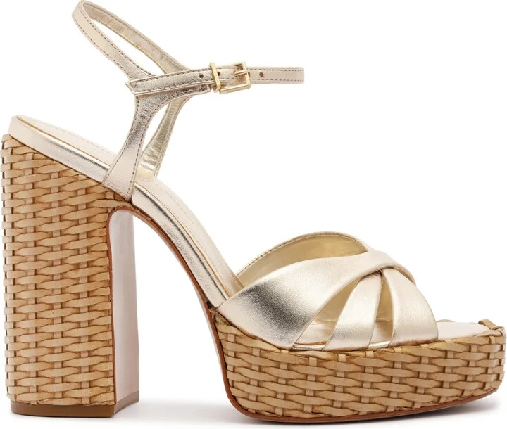 Schutz Women's Keefa High Straw Round Toe Sandals - Image 2