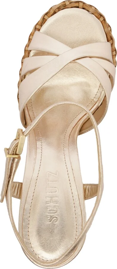 Schutz Women's Keefa High Straw Round Toe Sandals - Image 4