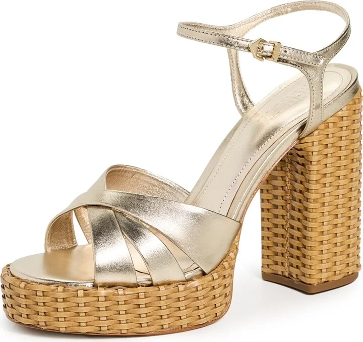 SCHUTZ Women's Keefa Straw Platform Sandals