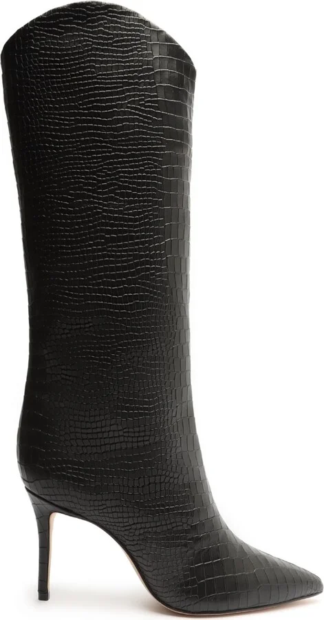 Schutz Women's Maryana Crocodile Embossed Knee High Stiletto Leather Boots - Image 2
