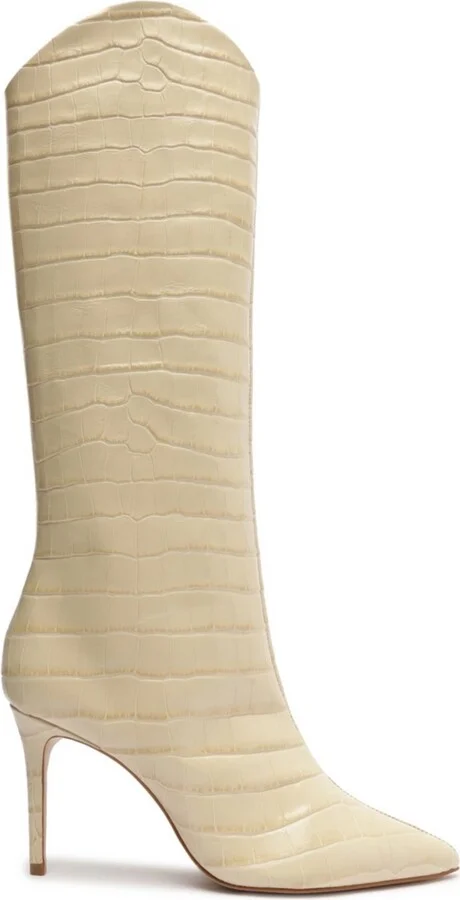 Schutz Women's Maryana Crocodile Embossed Knee High Stiletto Leather Boots - Image 7