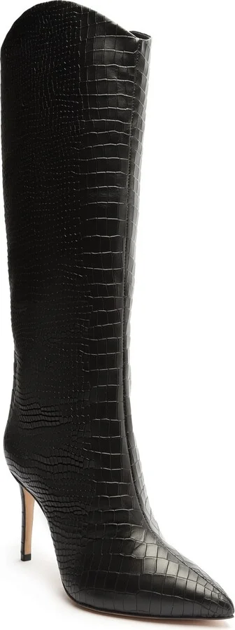 Schutz Women's Maryana Crocodile Embossed Knee High Stiletto Leather Boots
