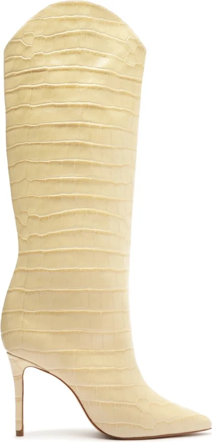 Schutz Women's Maryana Crocodile Embossed Wide Leg Knee High Stiletto Leather Boots - Image 2