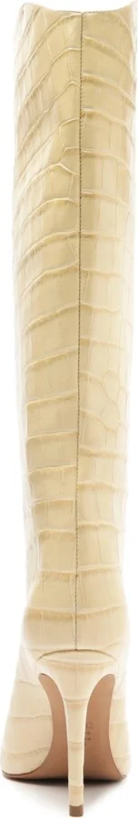 Schutz Women's Maryana Crocodile Embossed Wide Leg Knee High Stiletto Leather Boots - Image 3