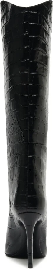 Schutz Women's Maryana Crocodile Embossed Wide Leg Knee High Stiletto Leather Boots - Image 8