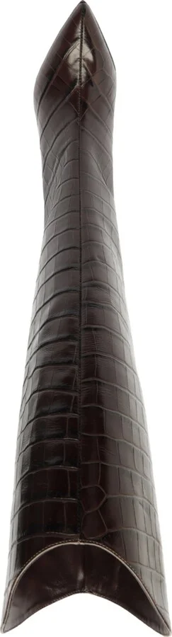 Schutz Women's Maryana Crocodile Embossed Wide Leg Knee High Stiletto Leather Boots - Image 9