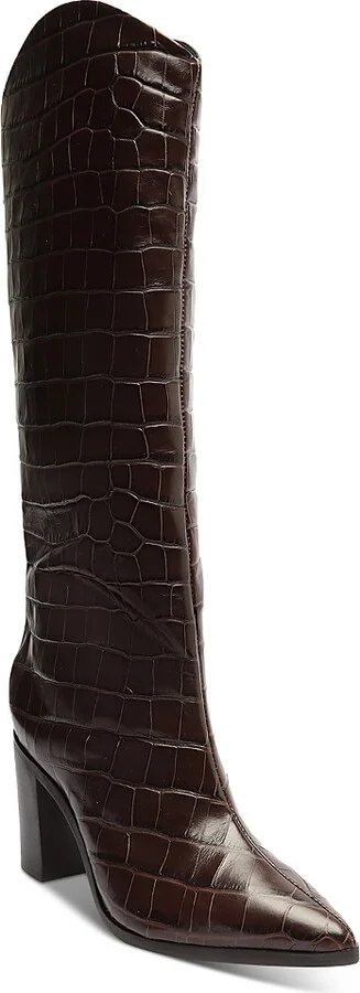 Schutz Women's Maryana Embossed Block Heel Tall Boots