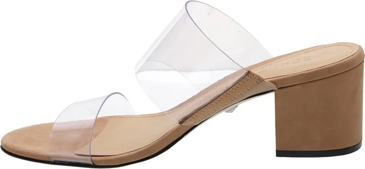Schutz Women's Victorie Mid Block Heel Sandals - Honey Beige/Clear - Image 2
