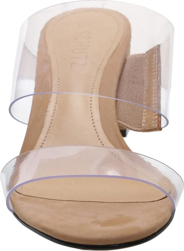Schutz Women's Victorie Mid Block Heel Sandals - Honey Beige/Clear - Image 4
