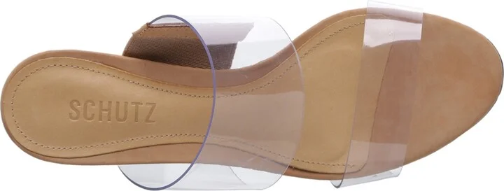 Schutz Women's Victorie Mid Block Heel Sandals - Honey Beige/Clear - Image 5
