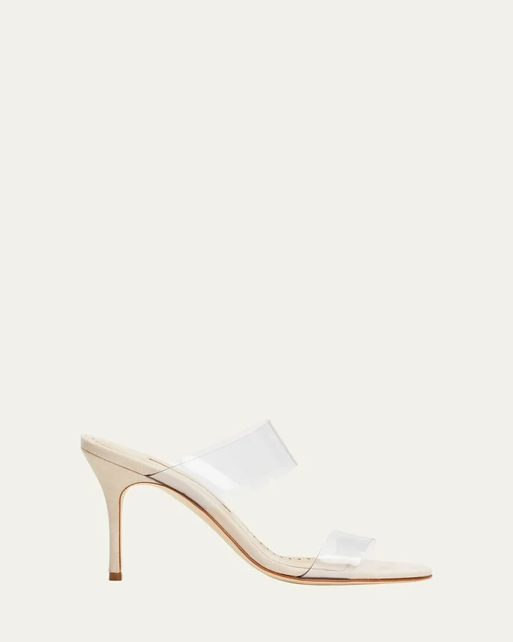 Scolto Clear Two-Band Slide Sandals