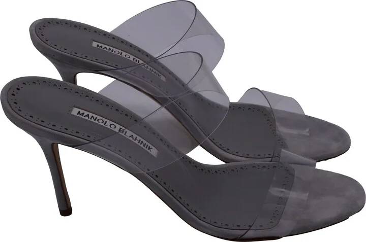 Scolto Slide Sandal Heels in Grey PVC