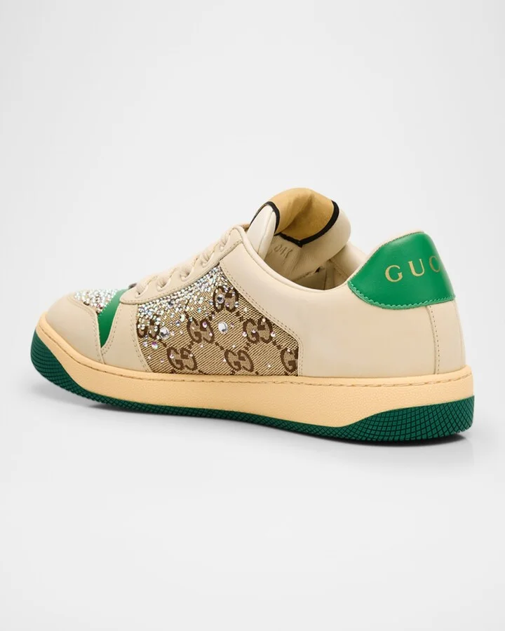 Screener GG Canvas Crystal Leather Sneakers - Image 2