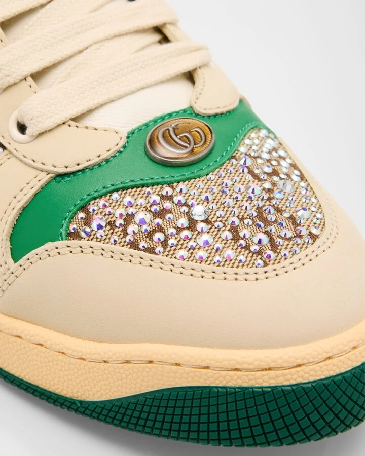 Screener GG Canvas Crystal Leather Sneakers - Image 4