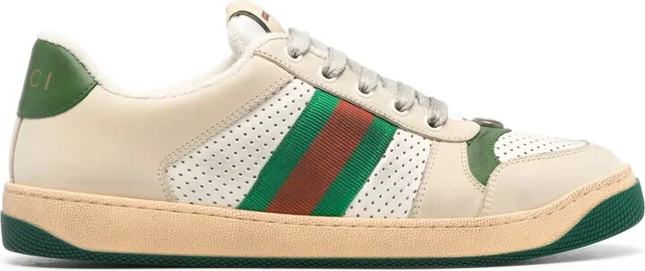Screener panelled leather sneakers