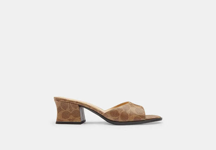 Sculpted C Block Heel Sandal In Signature Canvas - Image 3