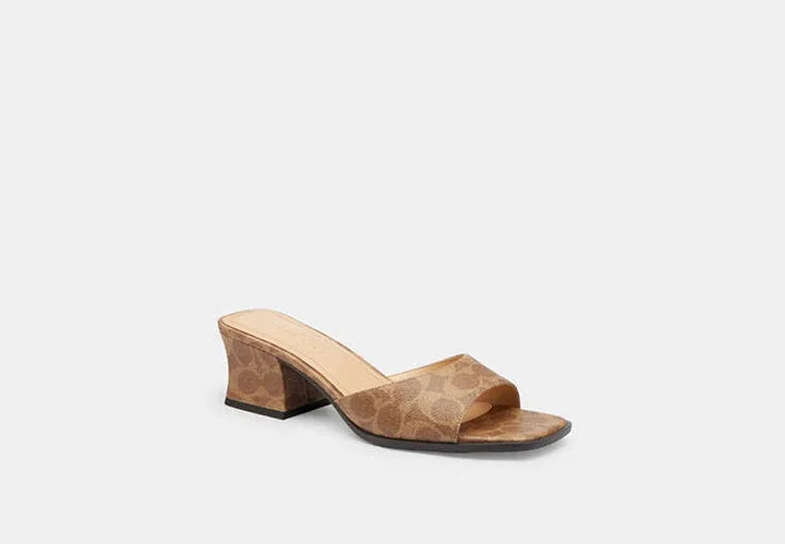 Sculpted C Block Heel Sandal In Signature Canvas