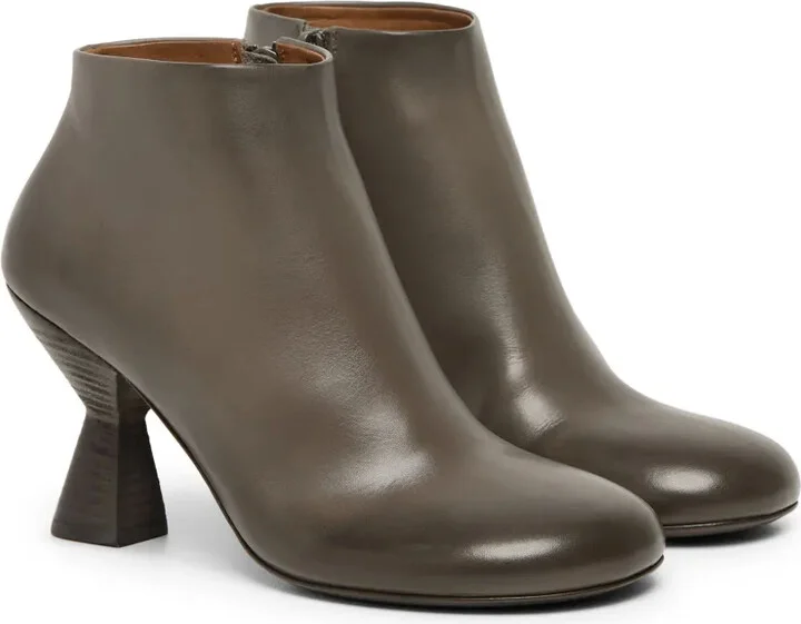 Sculpted Heel Leather Ankle Boots - Image 2