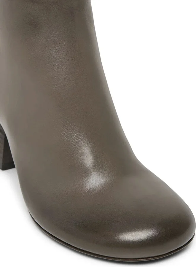 Sculpted Heel Leather Ankle Boots - Image 4