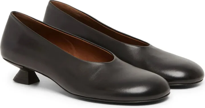 Sculpted-Heel Leather Pumps - Image 2