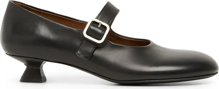 Sculpted-Heel Leather Pumps