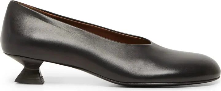 Sculpted-Heel Leather Pumps