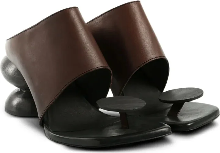 Sculpted-Heel Leather Sandals - Image 2