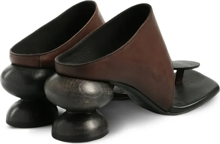 Sculpted-Heel Leather Sandals - Image 3