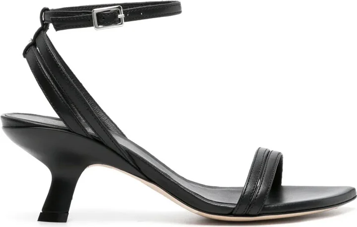 Sculpted-Heel Leather Sandals