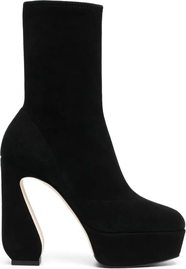 Sculpted-Heel Platform Ankle Boots