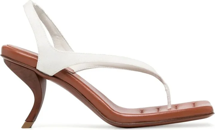 Sculpted-Heel Thong-Strap Sandals