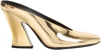 Sculpted heeled mules in mirror effect leather