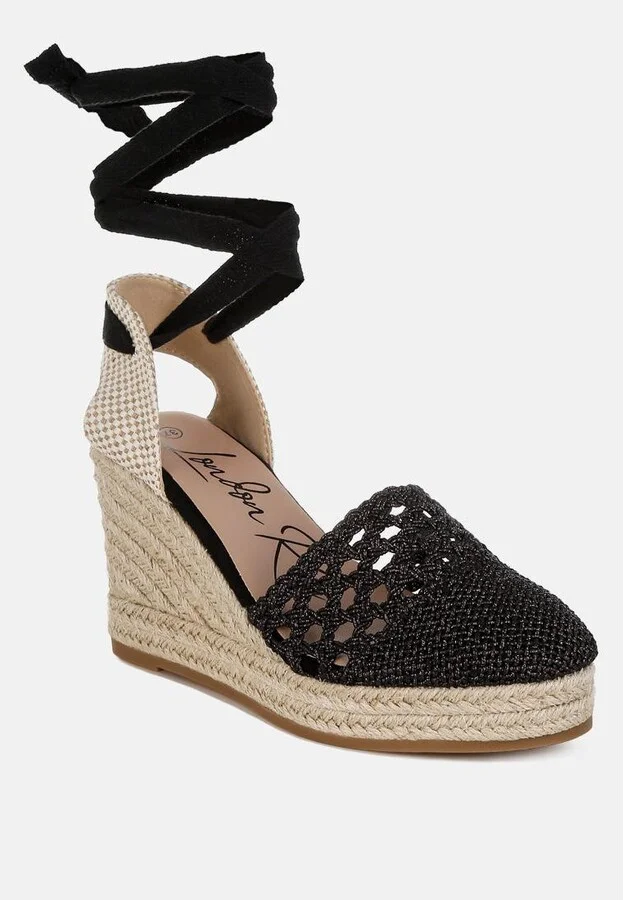 Sea Breeze Woven Lace-Up Espadrille Wedges - Image 2