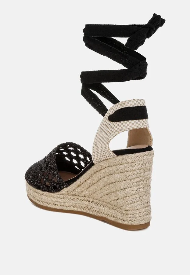 Sea Breeze Woven Lace-Up Espadrille Wedges - Image 3